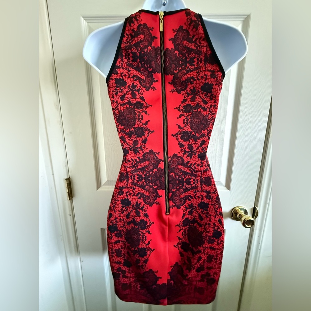 B Darlin Red and Black Halter Bodycon Mini Dress - Picture 2 of 3